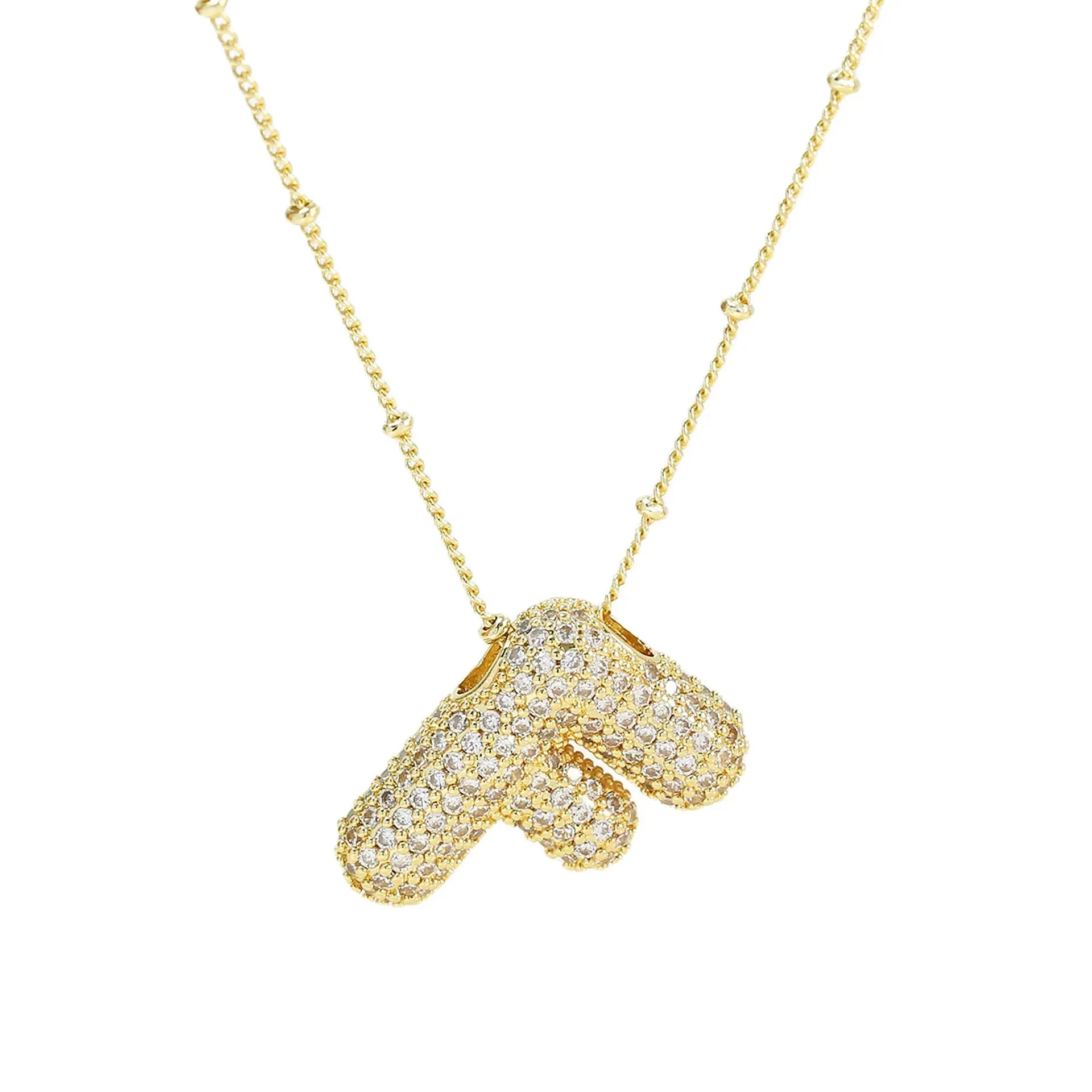 Kawaii CZ Zircon Balloon Initial Necklaces 🎈✨ A-Z Alphabet Bubble Letter Pendants for Trendy Women 💖 Fashion Jewelry