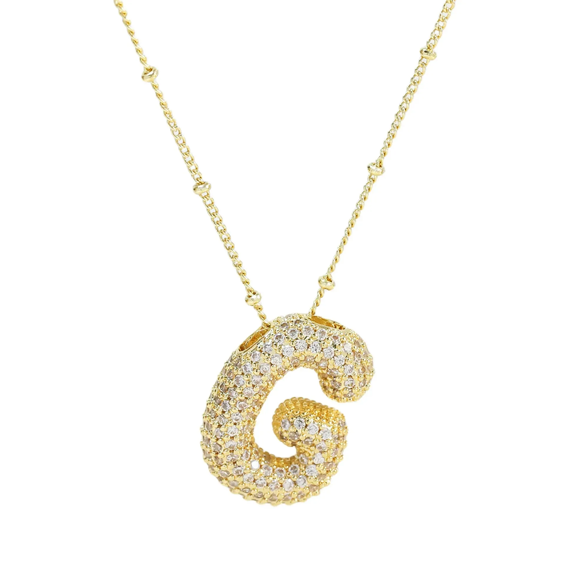 Kawaii CZ Zircon Balloon Initial Necklaces 🎈✨ A-Z Alphabet Bubble Letter Pendants for Trendy Women 💖 Fashion Jewelry