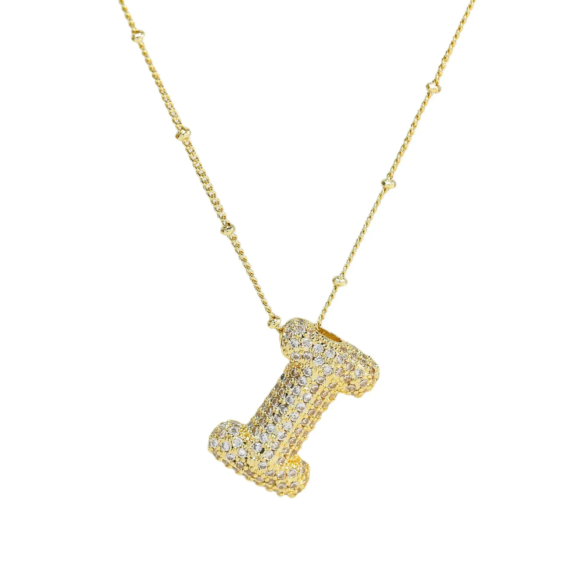 Kawaii CZ Zircon Balloon Initial Necklaces 🎈✨ A-Z Alphabet Bubble Letter Pendants for Trendy Women 💖 Fashion Jewelry