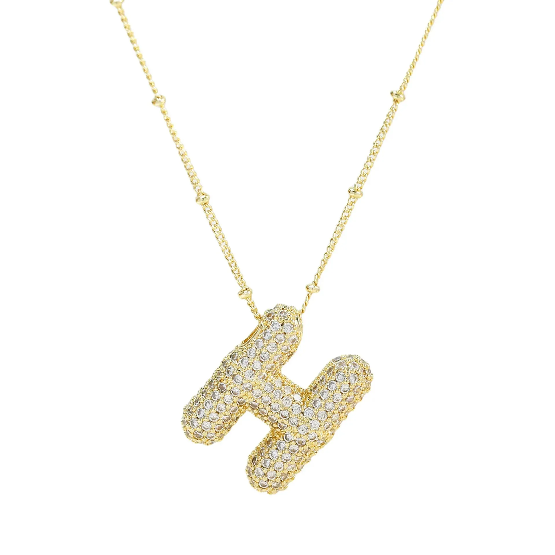 Kawaii CZ Zircon Balloon Initial Necklaces 🎈✨ A-Z Alphabet Bubble Letter Pendants for Trendy Women 💖 Fashion Jewelry