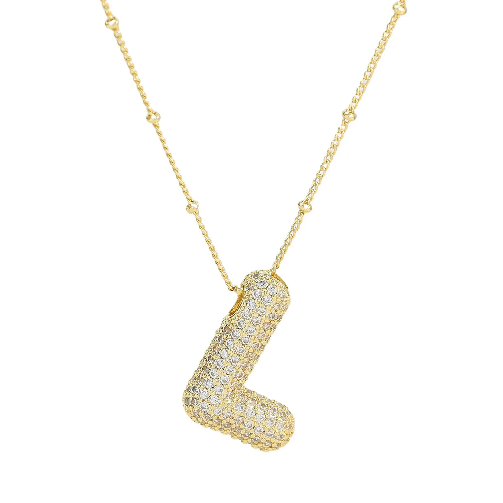 Kawaii CZ Zircon Balloon Initial Necklaces 🎈✨ A-Z Alphabet Bubble Letter Pendants for Trendy Women 💖 Fashion Jewelry
