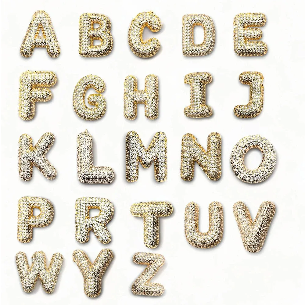 Kawaii CZ Zircon Balloon Initial Necklaces 🎈✨ A-Z Alphabet Bubble Letter Pendants for Trendy Women 💖 Fashion Jewelry