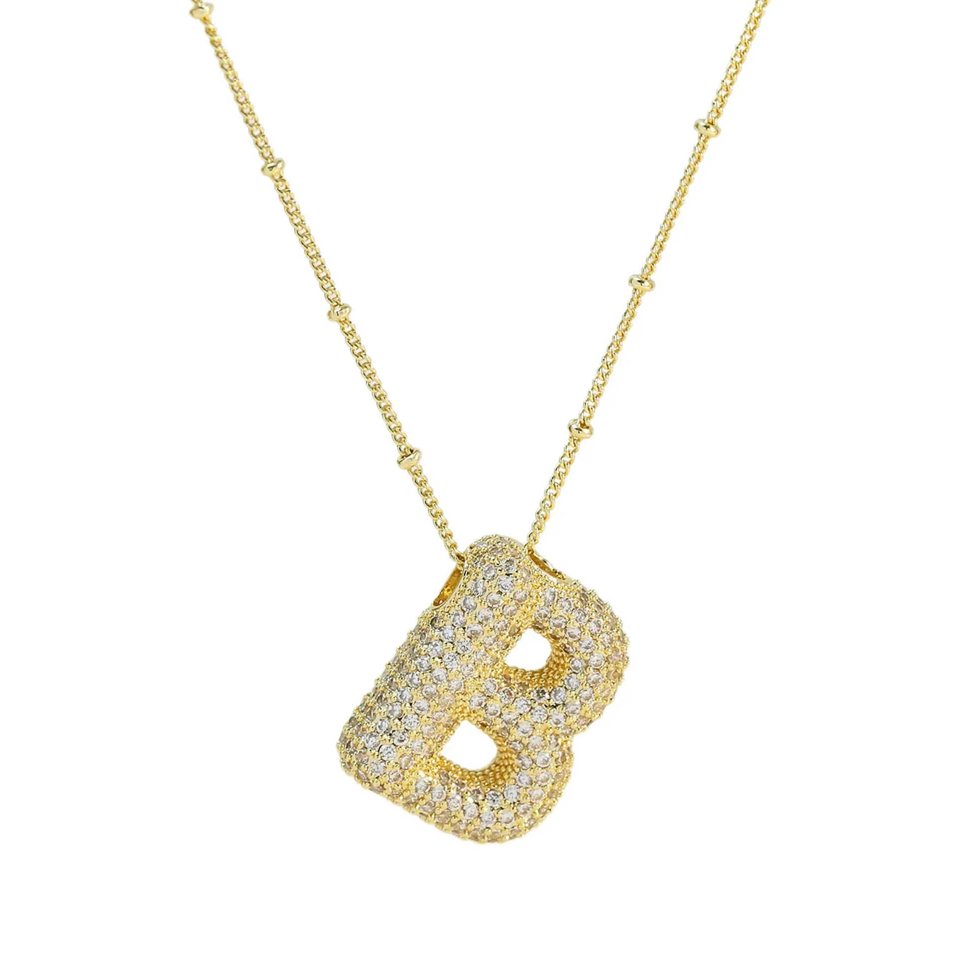 Kawaii CZ Zircon Balloon Initial Necklaces 🎈✨ A-Z Alphabet Bubble Letter Pendants for Trendy Women 💖 Fashion Jewelry