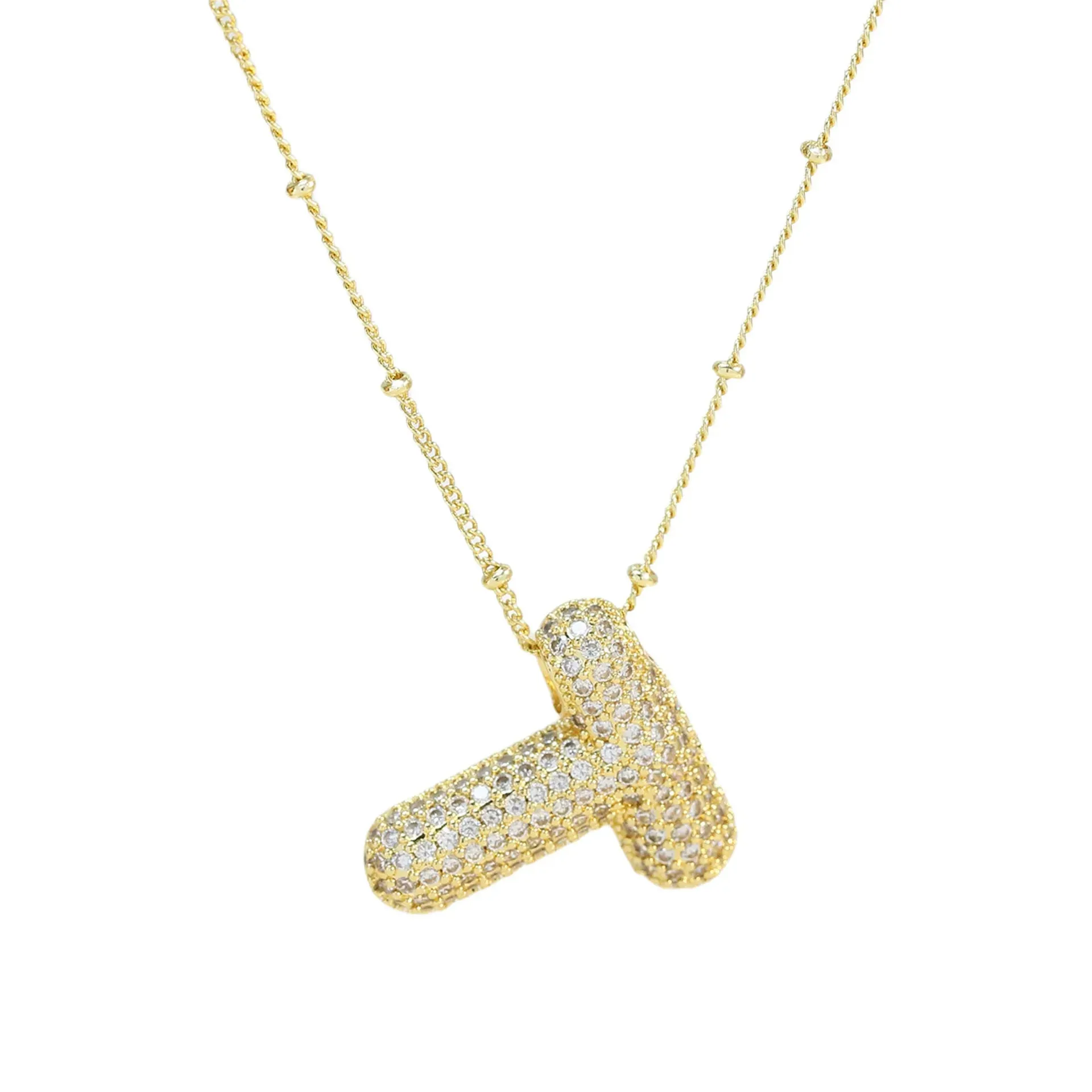 Kawaii CZ Zircon Balloon Initial Necklaces 🎈✨ A-Z Alphabet Bubble Letter Pendants for Trendy Women 💖 Fashion Jewelry