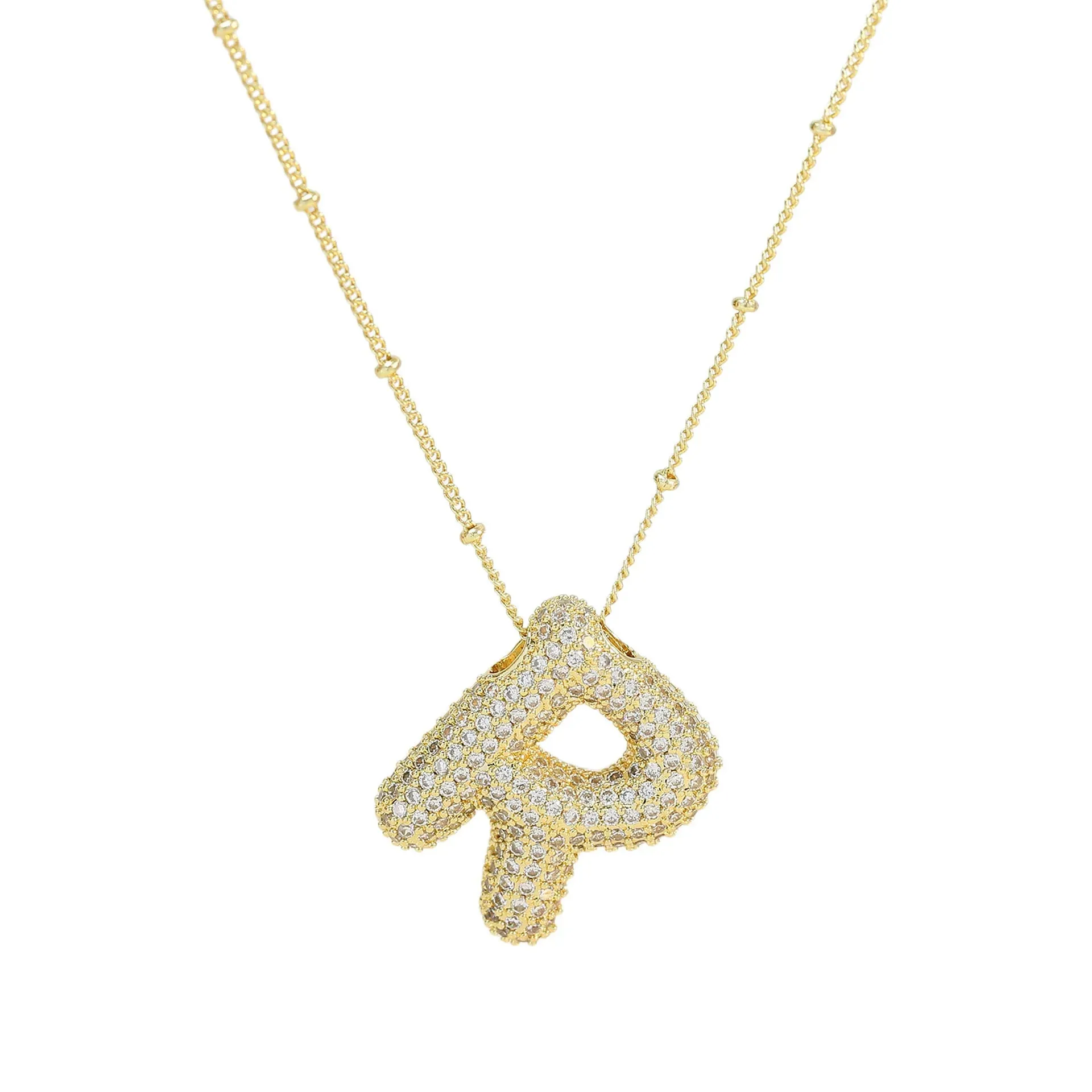 Kawaii CZ Zircon Balloon Initial Necklaces 🎈✨ A-Z Alphabet Bubble Letter Pendants for Trendy Women 💖 Fashion Jewelry