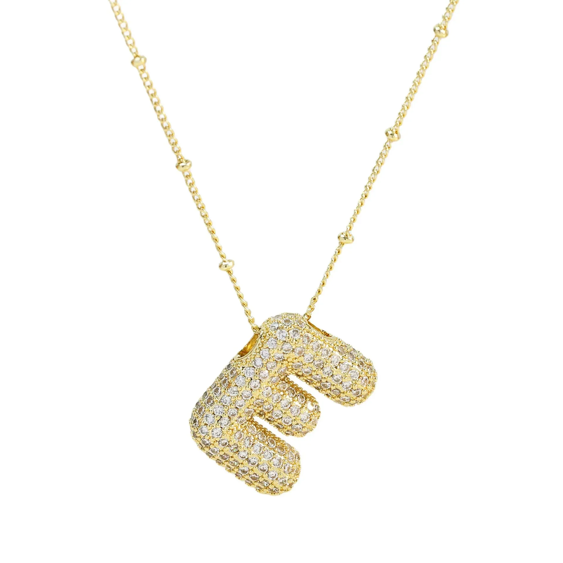 Kawaii CZ Zircon Balloon Initial Necklaces 🎈✨ A-Z Alphabet Bubble Letter Pendants for Trendy Women 💖 Fashion Jewelry