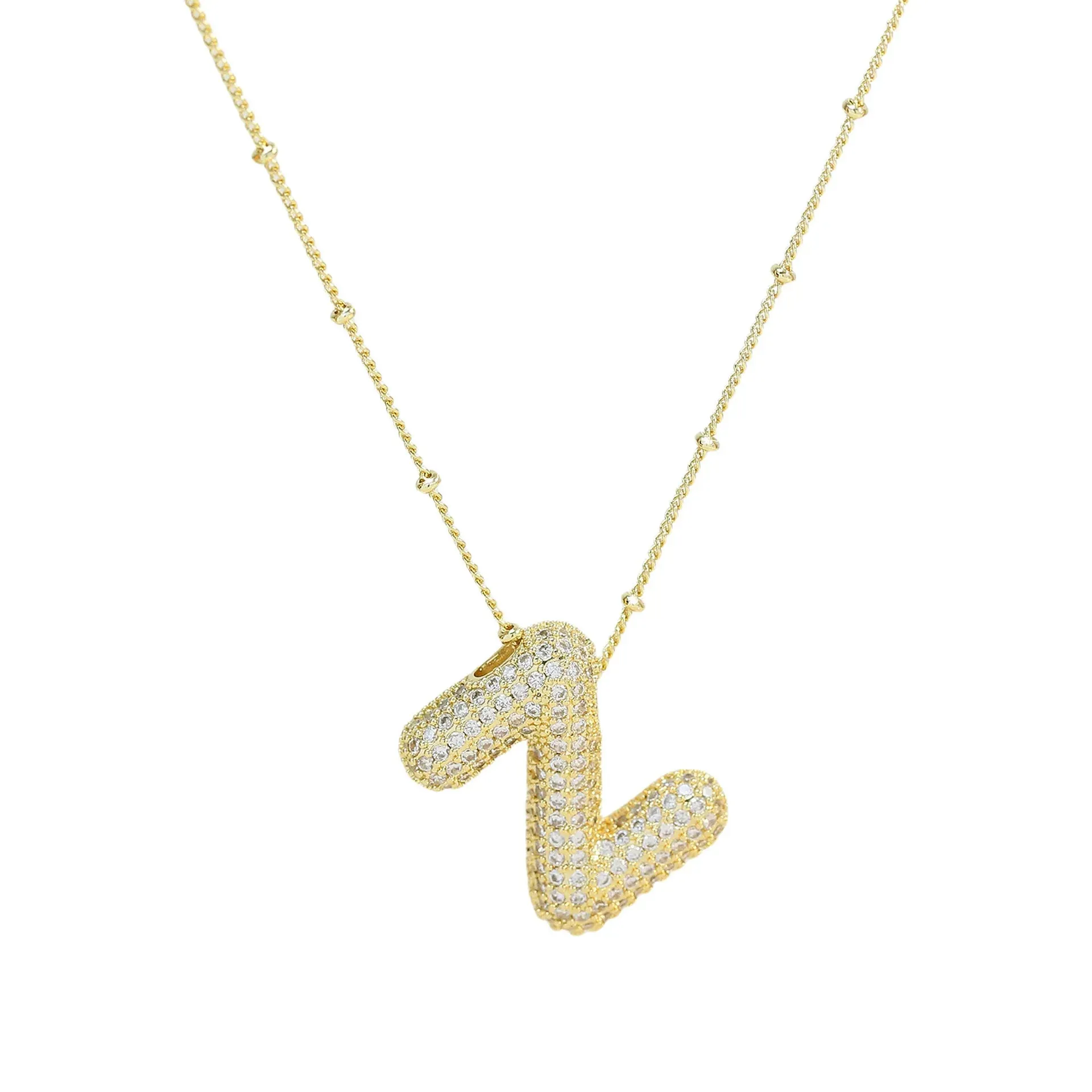 Kawaii CZ Zircon Balloon Initial Necklaces 🎈✨ A-Z Alphabet Bubble Letter Pendants for Trendy Women 💖 Fashion Jewelry