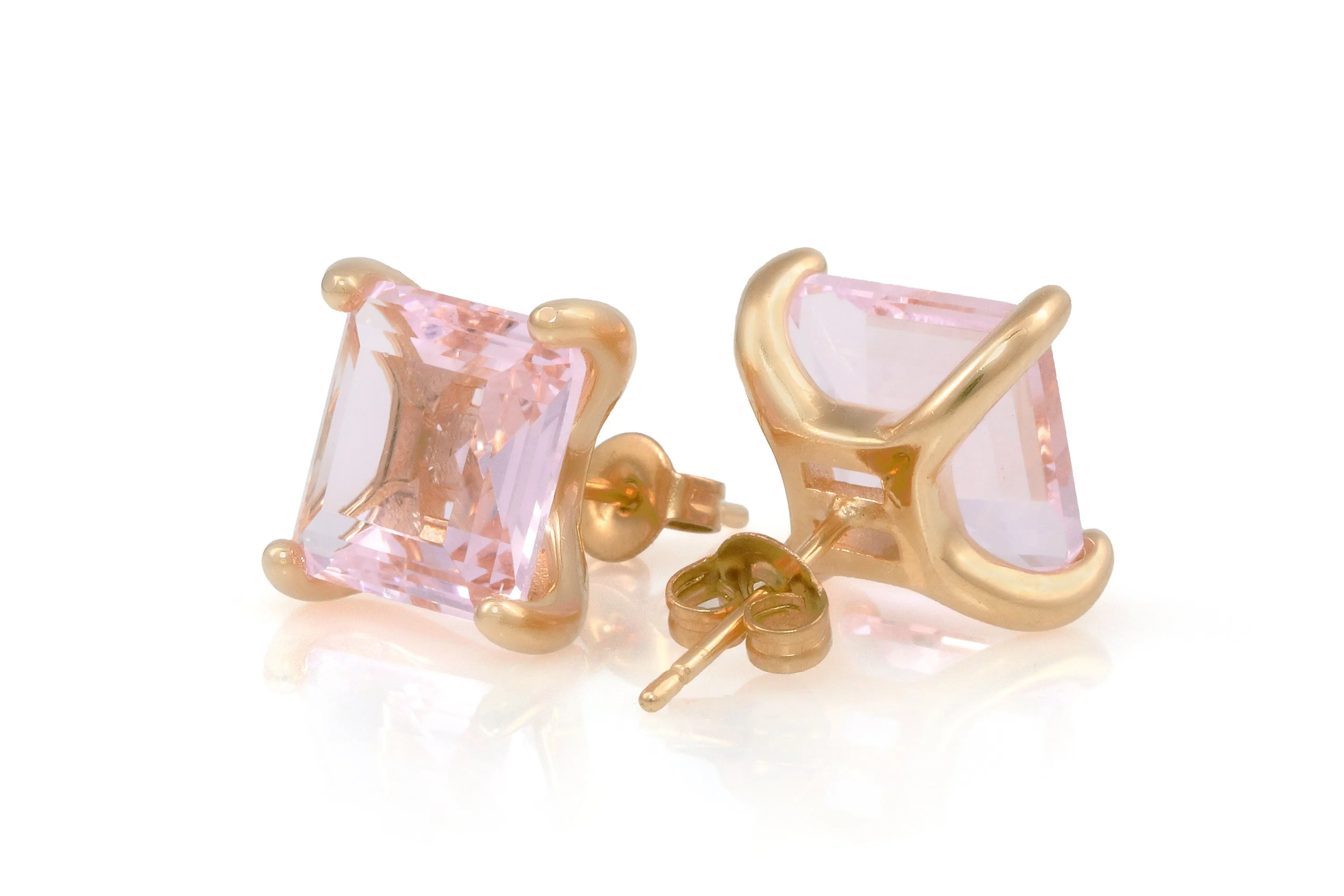 Ladies Rose Quartz Gold Filled Earrings