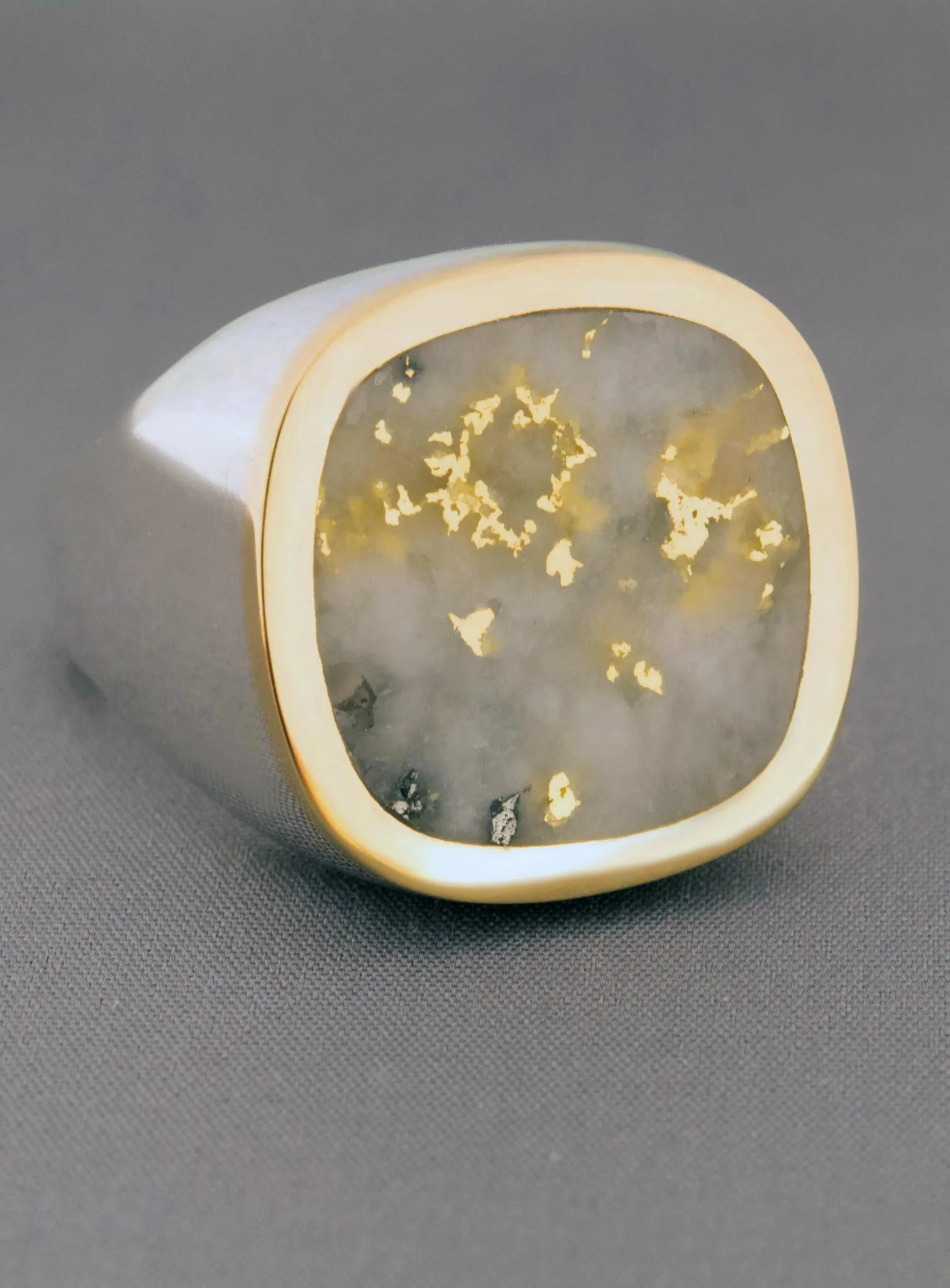 Large Gold in Quartz Ring