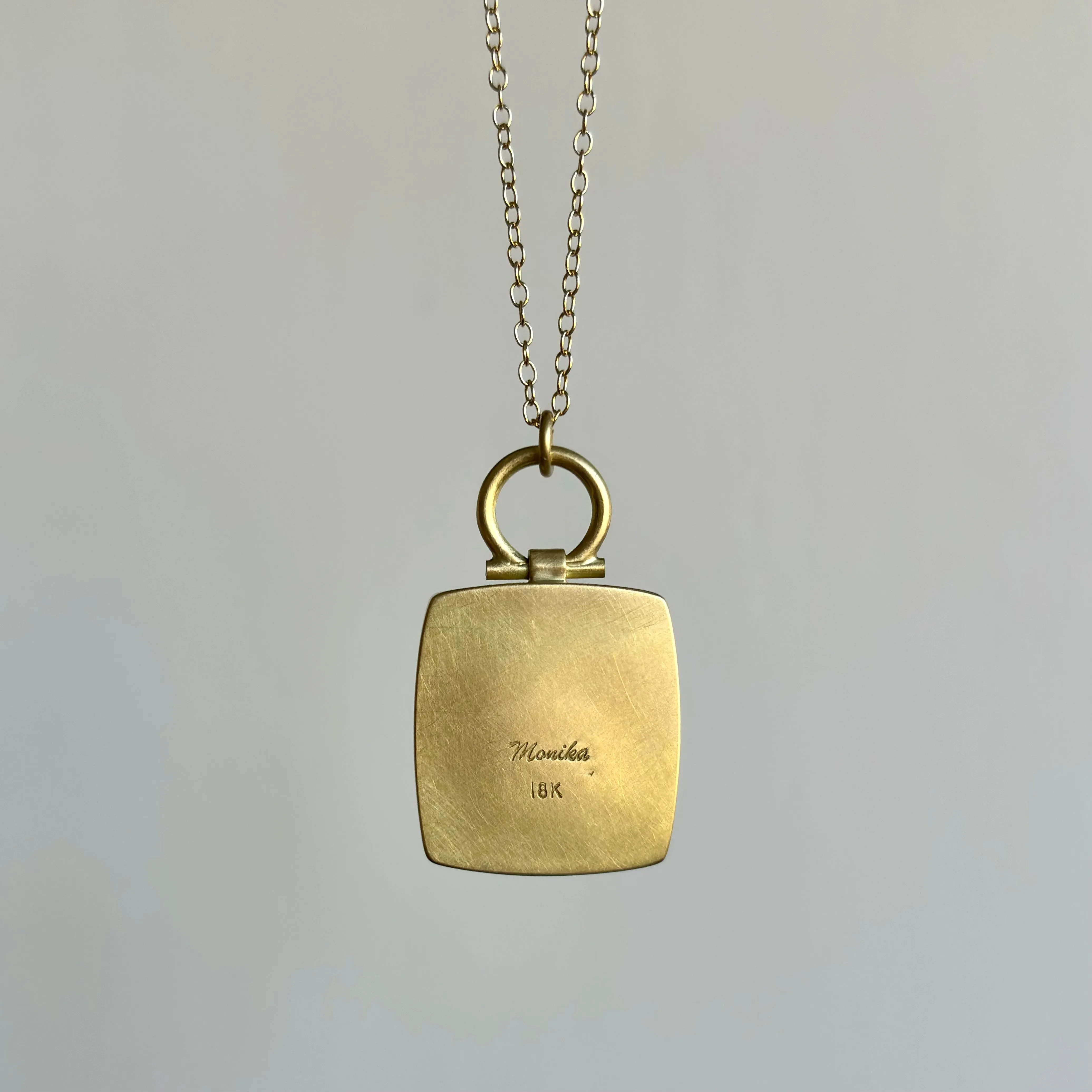 Large Square Tourmalated Quartz Pendant
