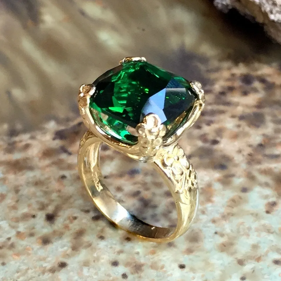 Lemon Quartz Golden Brass Ring - Hello Spring.