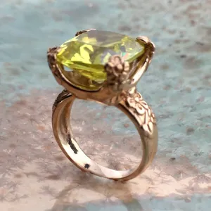 Lemon Quartz Golden Brass Ring - Hello Spring.
