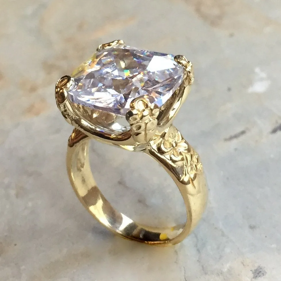 Lemon Quartz Golden Brass Ring - Hello Spring.