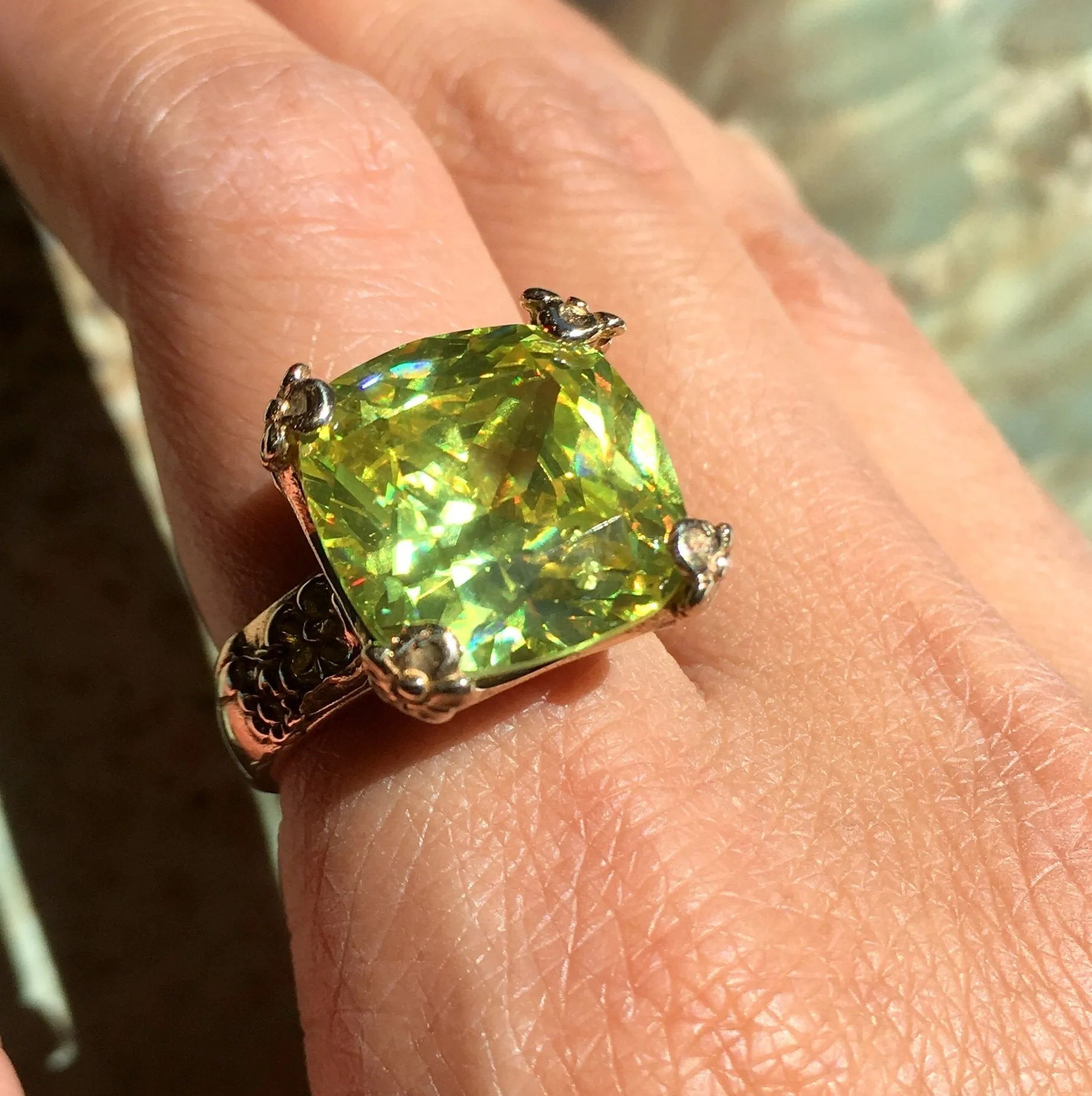 Lemon Quartz Golden Brass Ring - Hello Spring.