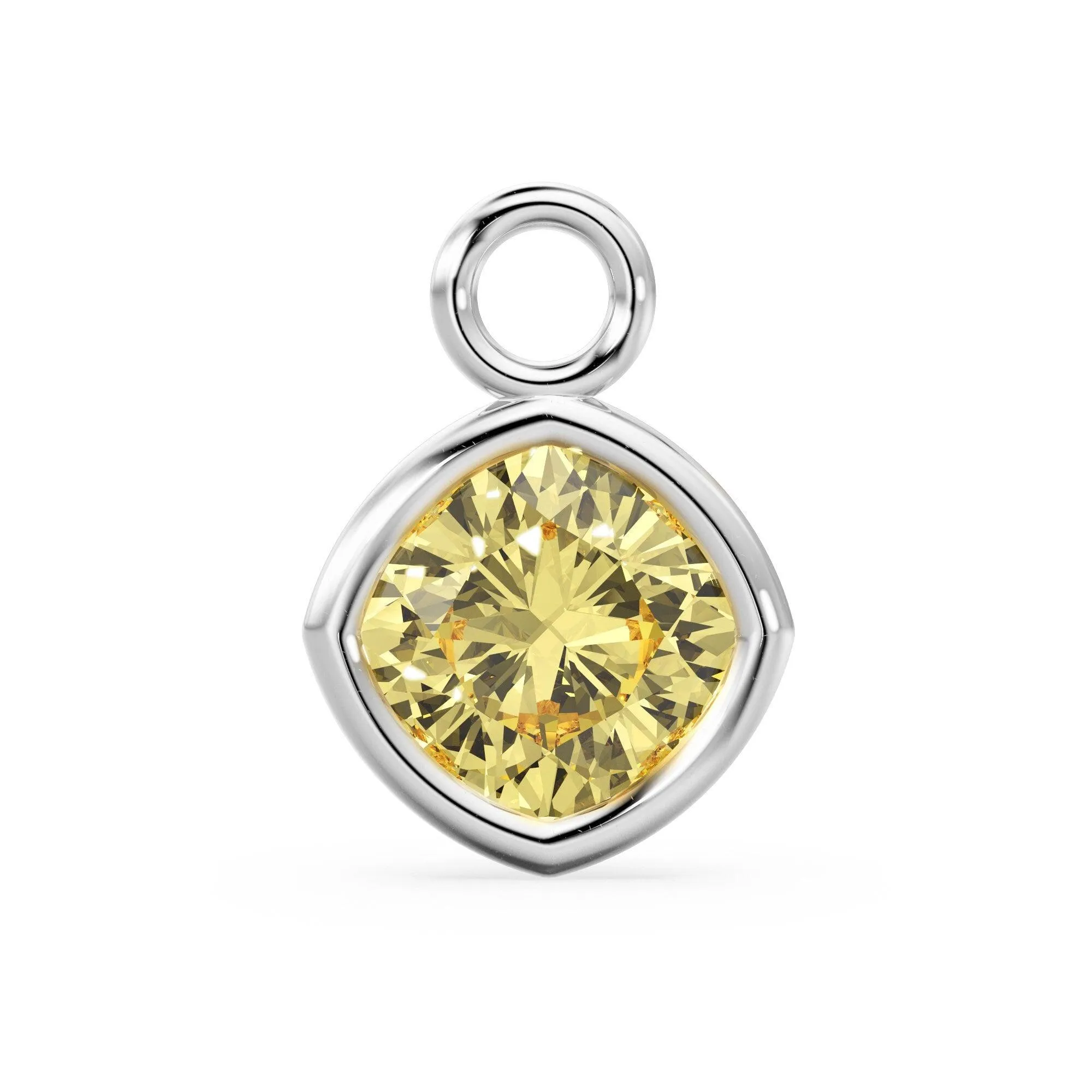 Lemon Quartz Solid Gold Charm / Yellow Gemstone Handmade Pendant / 1pc 14k Solid Yellow Gold Jewelry Making / February Birthstone