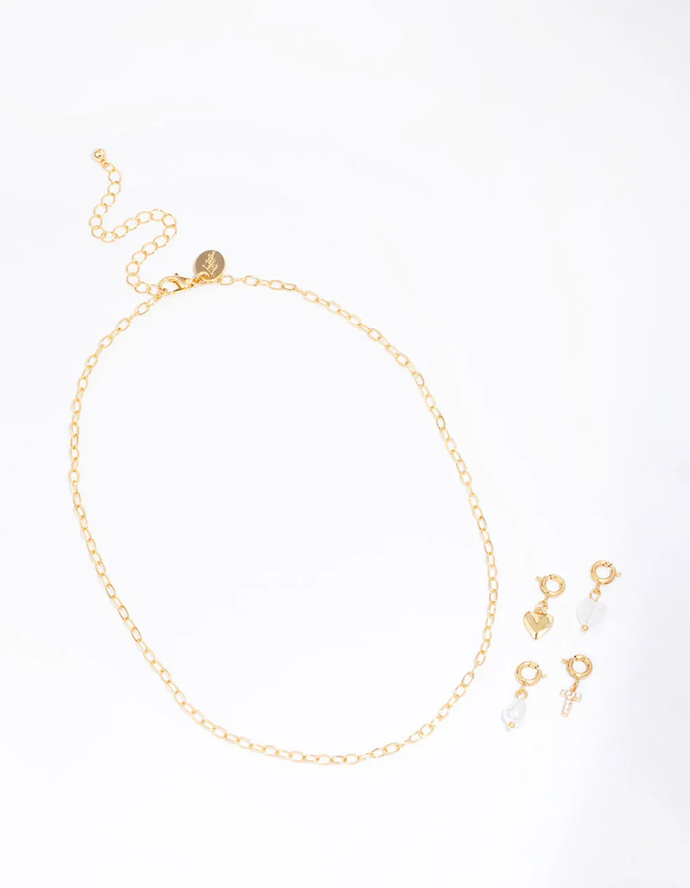Letter 'T' Gold Plated Initial Customisable Charm Necklace