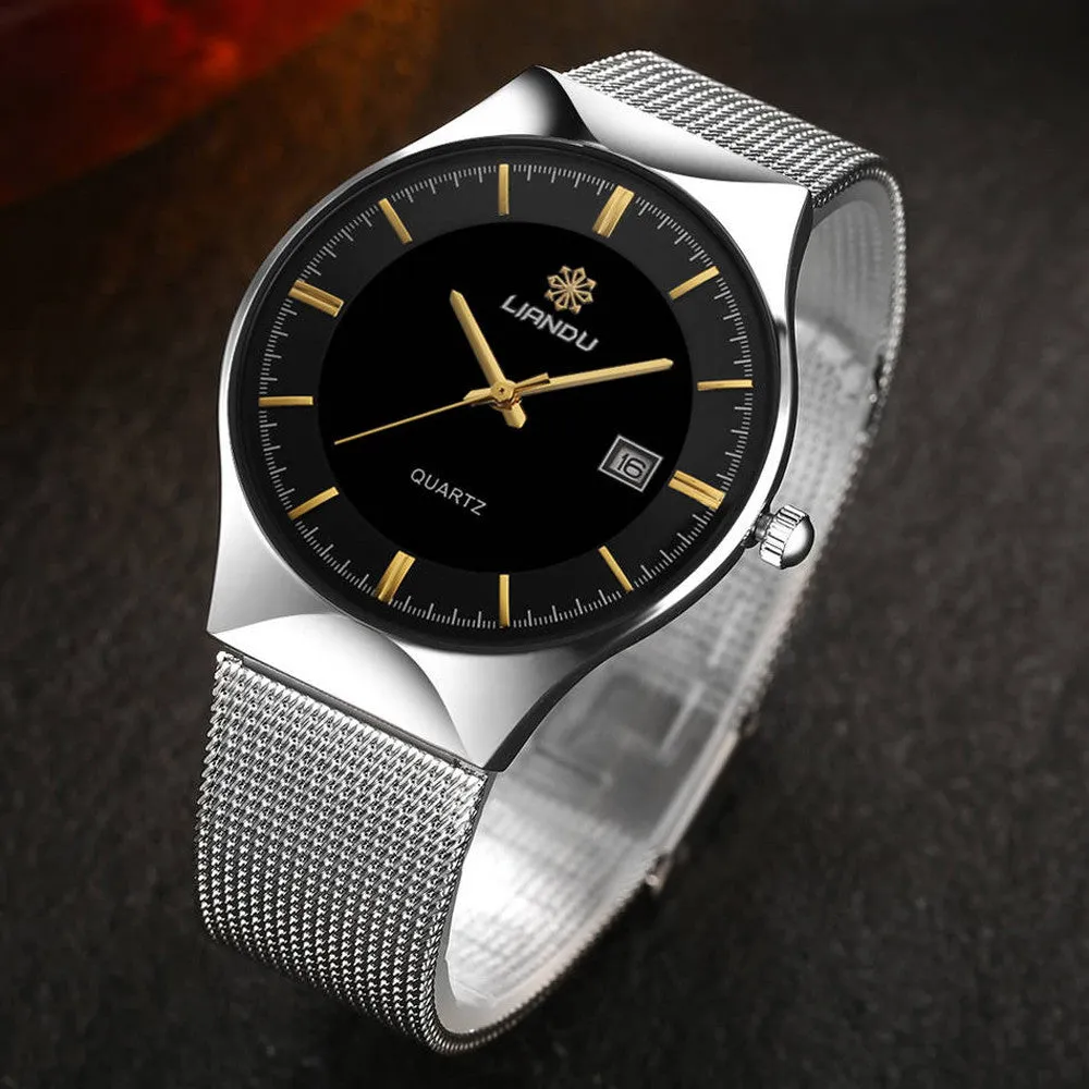 LIANDU  Womens Luxury Stainless Steel Analog Quartz Wrist Watch