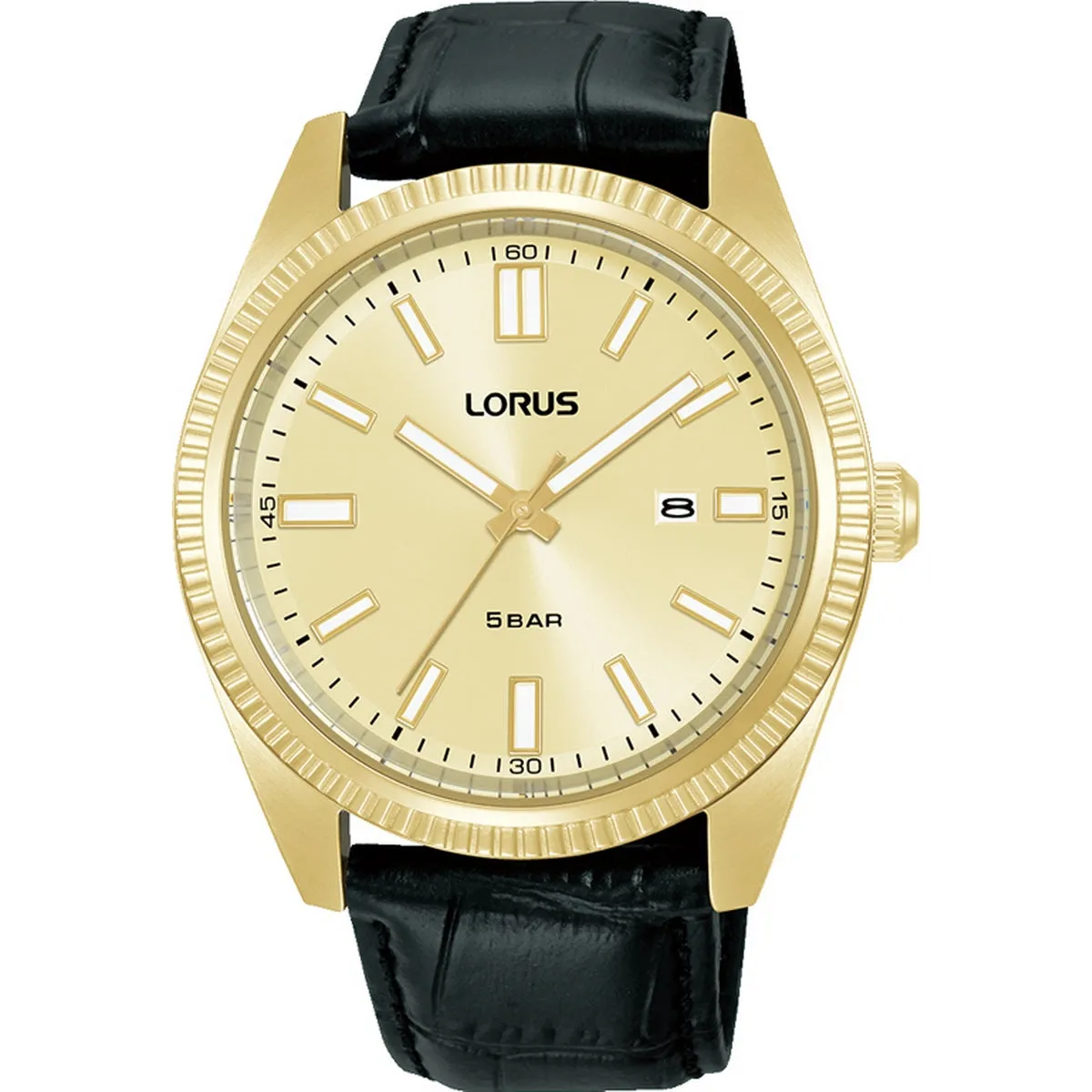 lorus quartz gents gold plated champagne dial strap watch