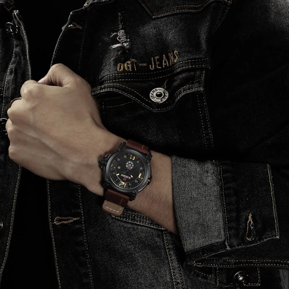 Luxury Sport Leather Strap Quartz Watch