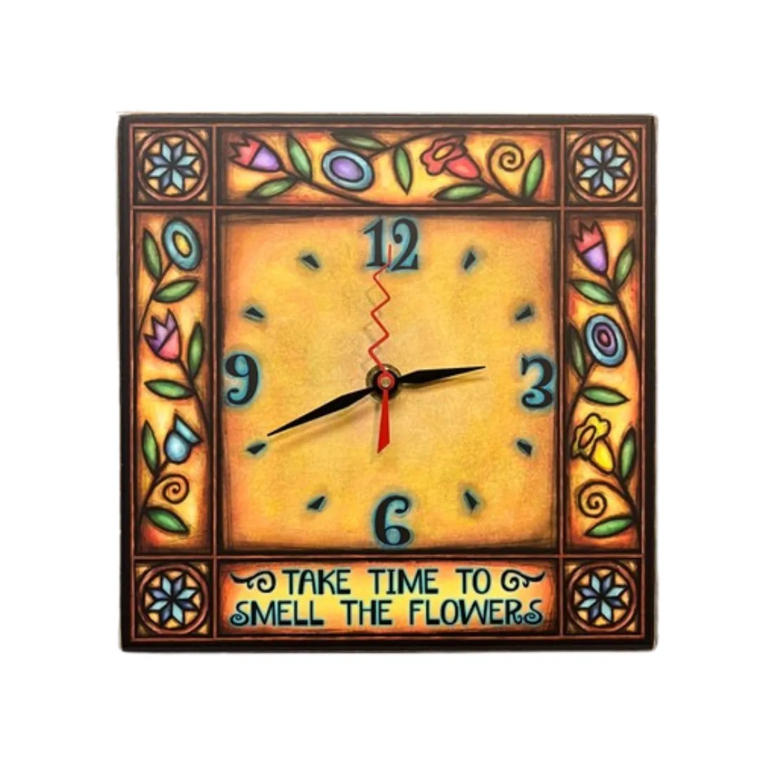 Macone Clay: Smell the Flowers Square Clock