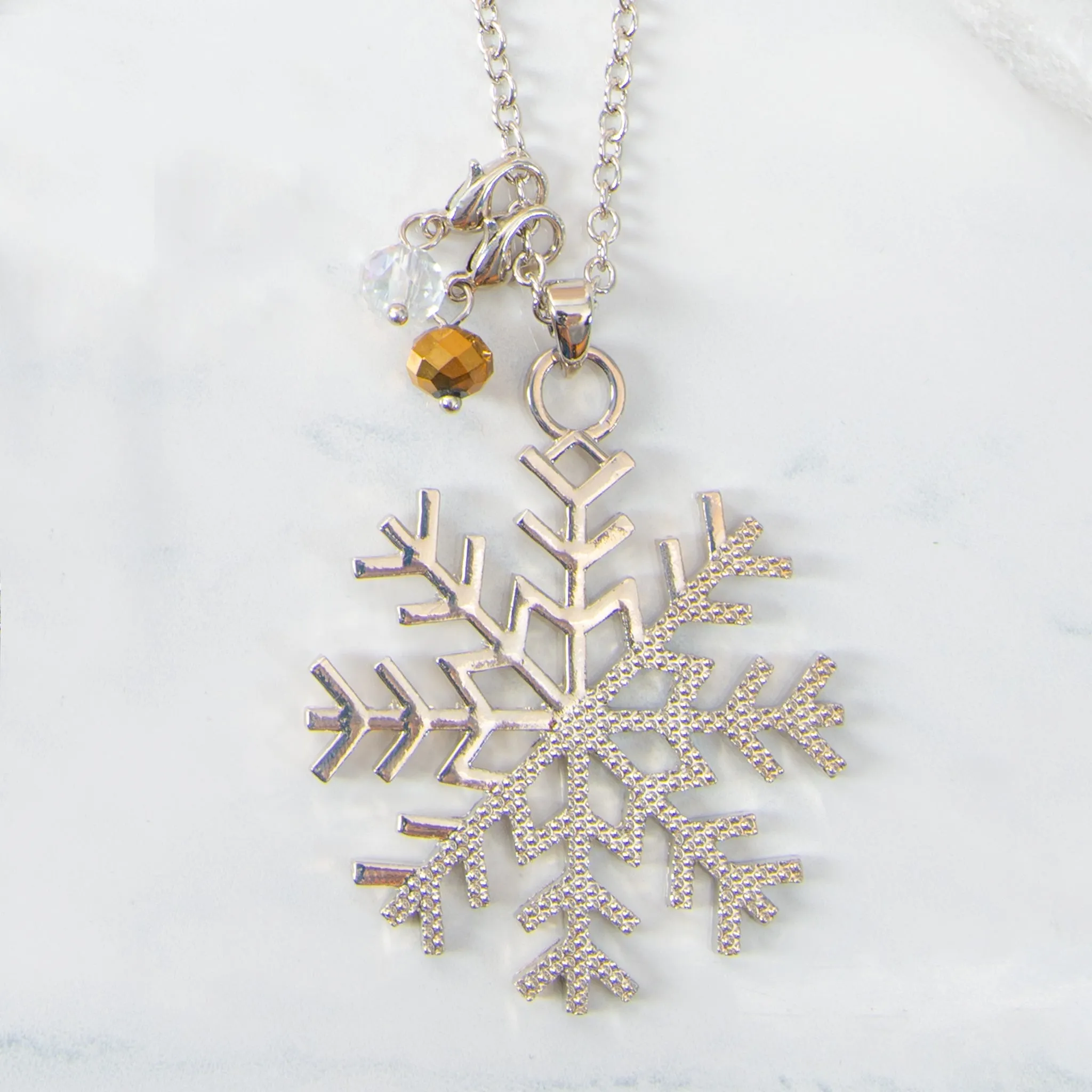 Marie Snowflake Beaded Pendant Necklace