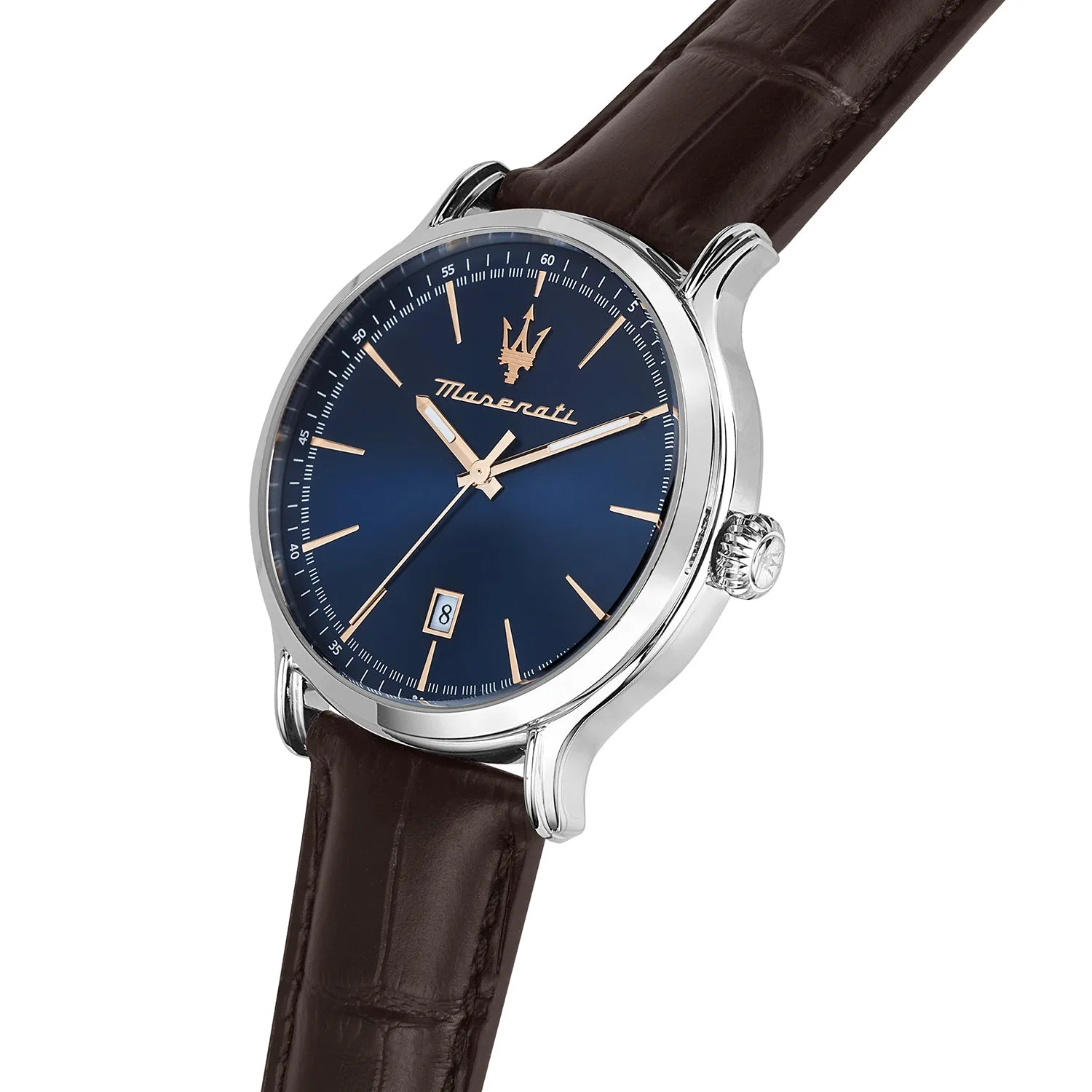 Maserati EPOCA 42MM 3H BLUE DIAL BROWN STRAP