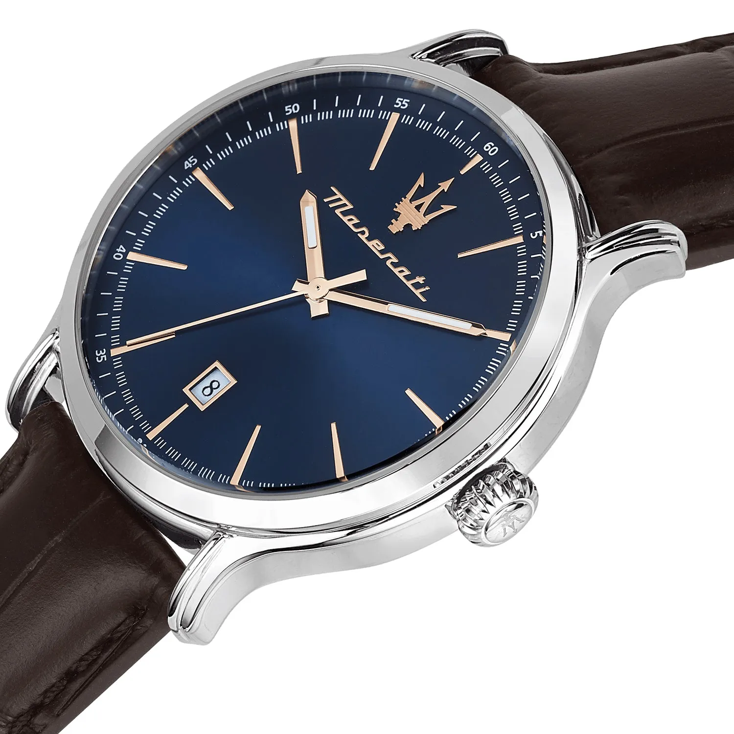 Maserati EPOCA 42MM 3H BLUE DIAL BROWN STRAP