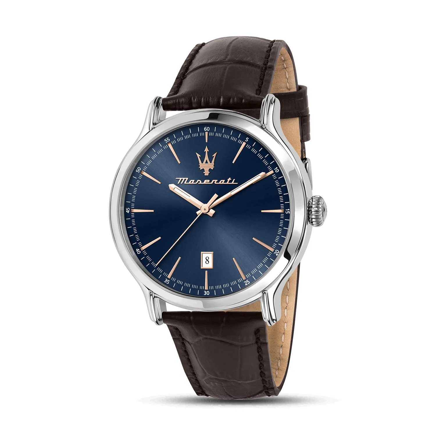 Maserati EPOCA 42MM 3H BLUE DIAL BROWN STRAP