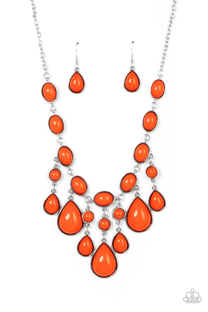 Mediterranean Mystery - Orange - Teardrop Bead Paparazzi Short Necklace