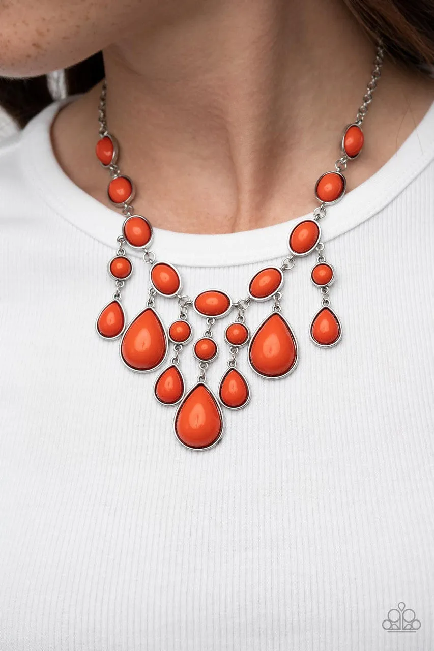 Mediterranean Mystery - Orange - Teardrop Bead Paparazzi Short Necklace
