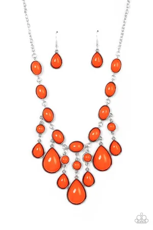 Mediterranean Mystery - Orange - Teardrop Bead Paparazzi Short Necklace