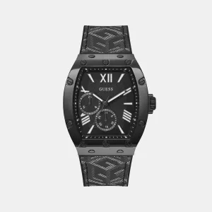Men Black Chronograph Leather Watch GW0645G2