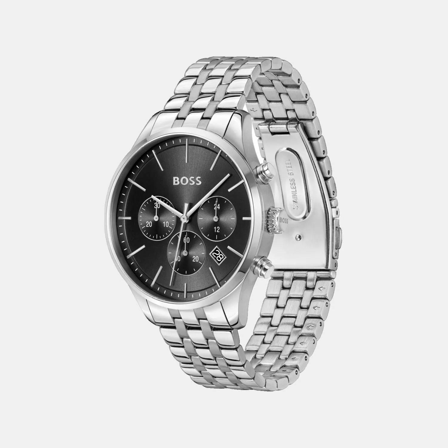 Men Quartz Black Dial Chronograph Stainless Steel Watch 1514157