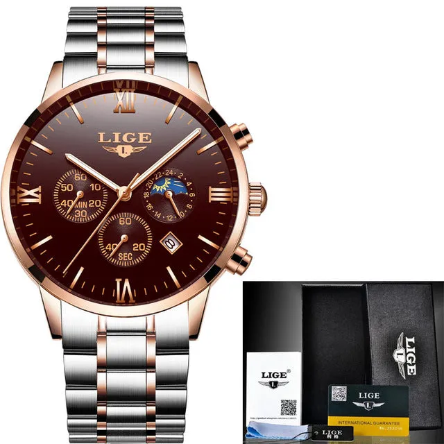 Men Sports Watches Waterproof Full Steel Quartz