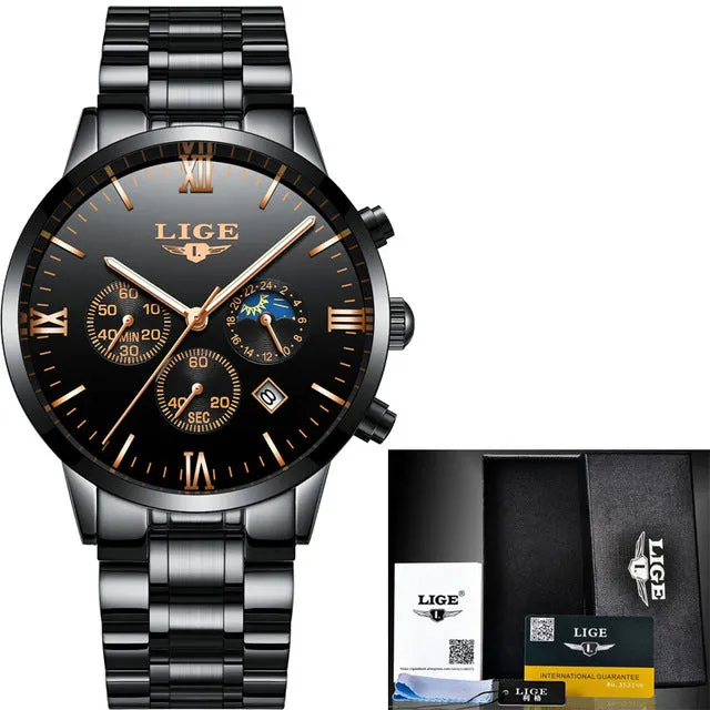Men Sports Watches Waterproof Full Steel Quartz