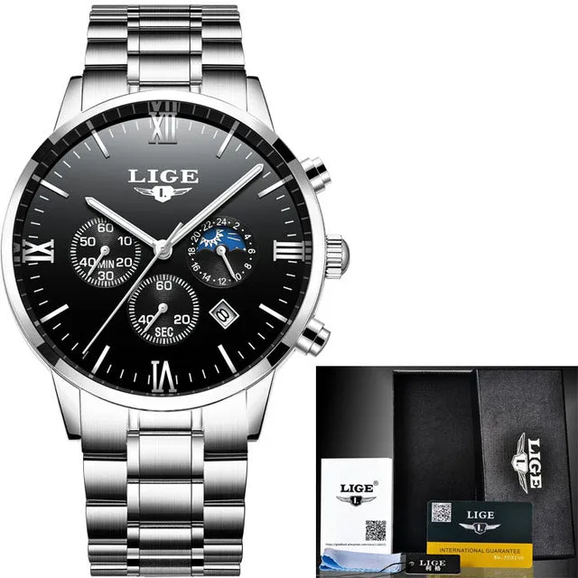Men Sports Watches Waterproof Full Steel Quartz