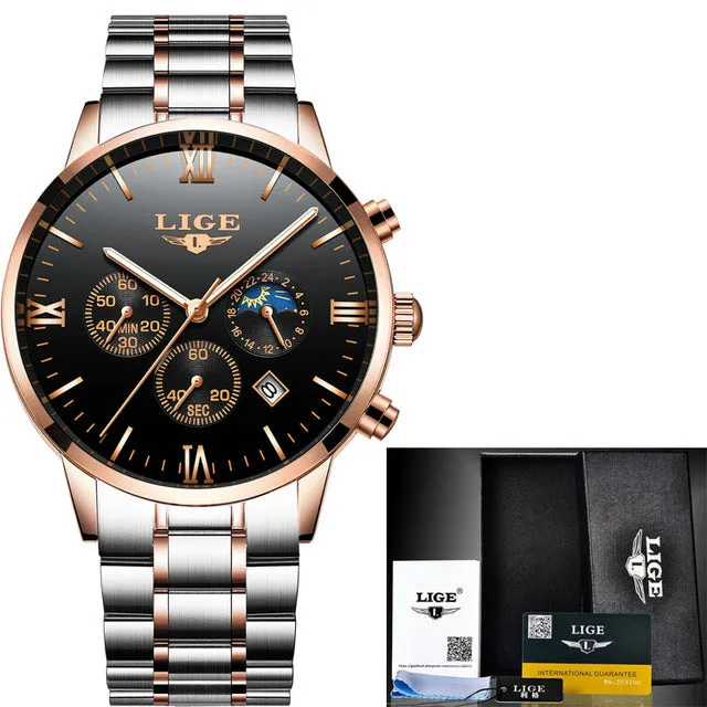 Men Sports Watches Waterproof Full Steel Quartz