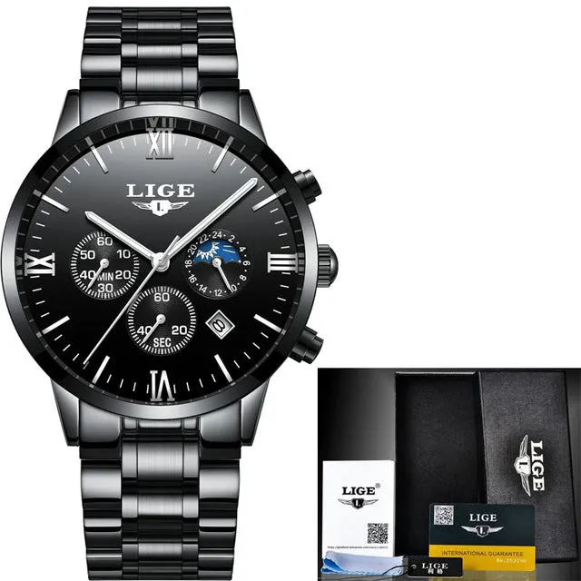 Men Sports Watches Waterproof Full Steel Quartz