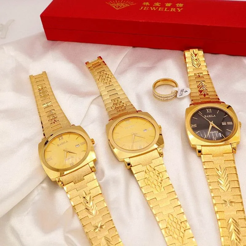 Men Women 18k Gold Quartz Watches No Fading Electroplating Watch