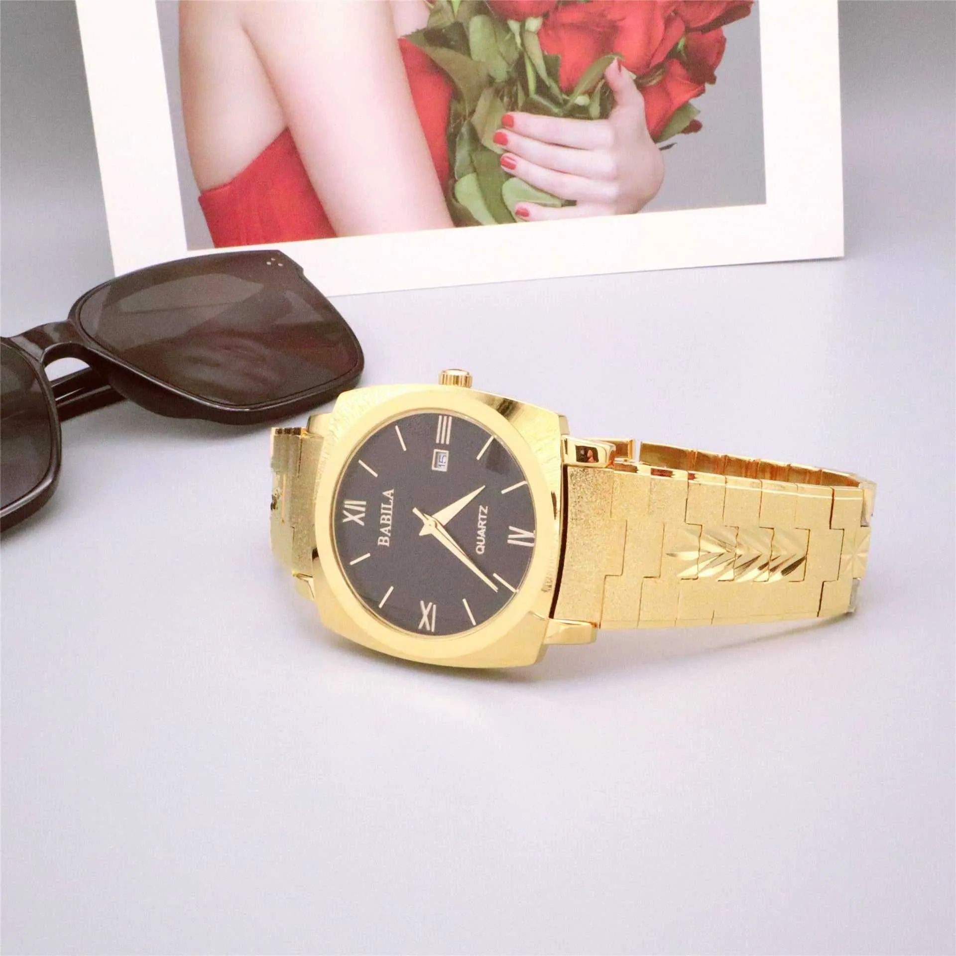 Men Women 18k Gold Quartz Watches No Fading Electroplating Watch