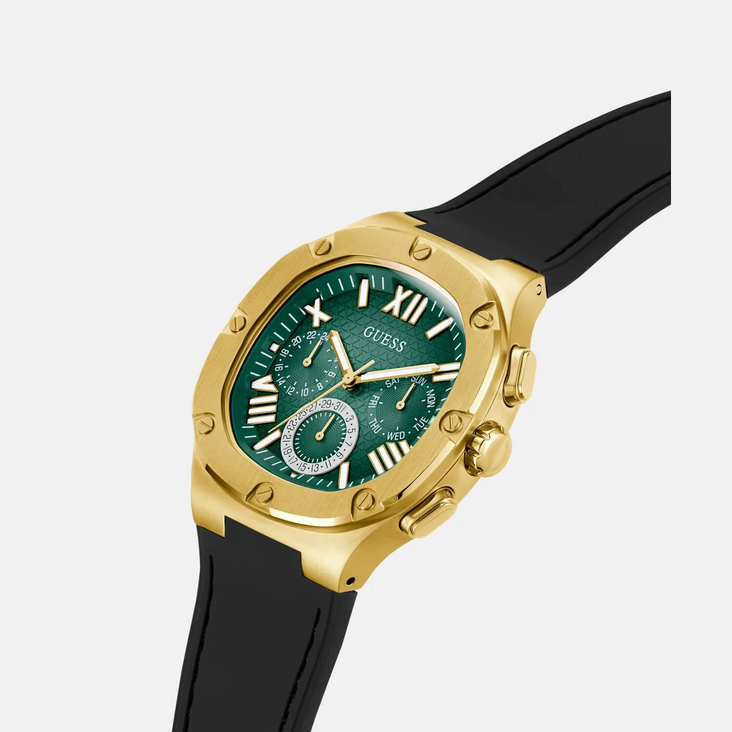 Men's Green Dial Multi-function Silicone Strap Watch GW0571G3