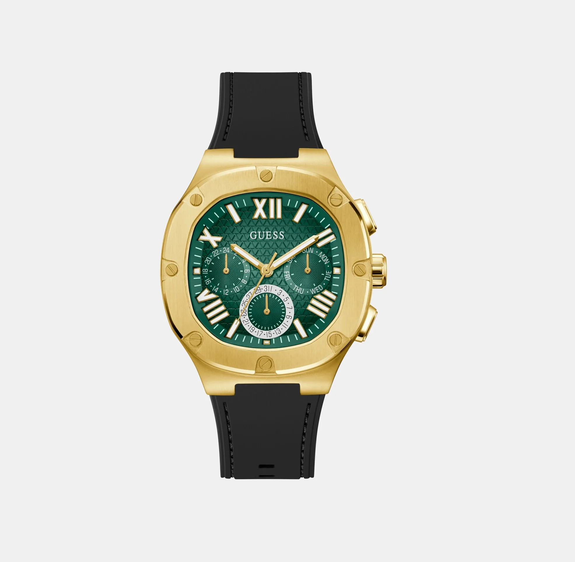 Men's Green Dial Multi-function Silicone Strap Watch GW0571G3