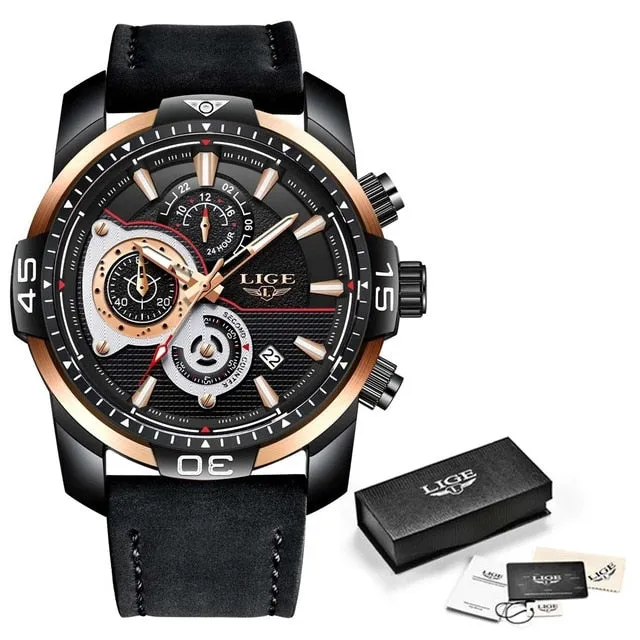 Mens Luxury Leather Waterproof Quartz Watches