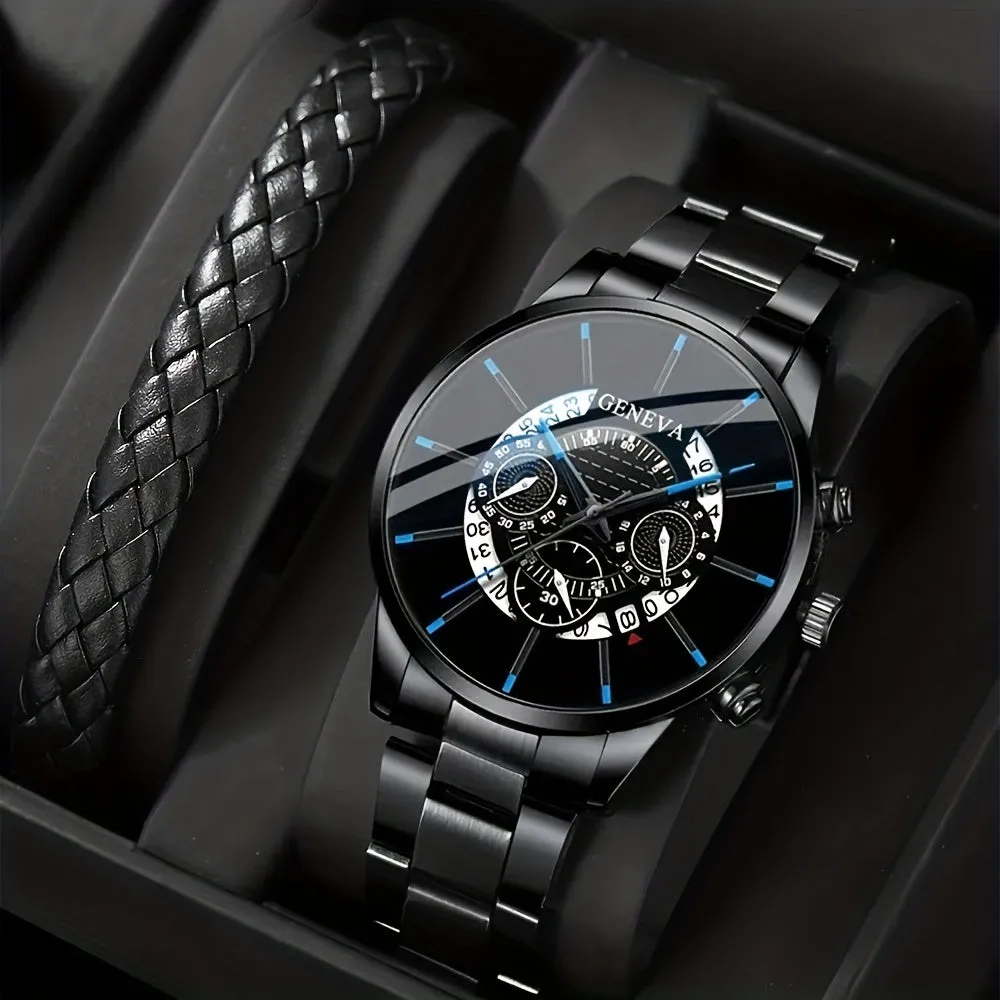 Mens Quartz Watch  Bracelet Set