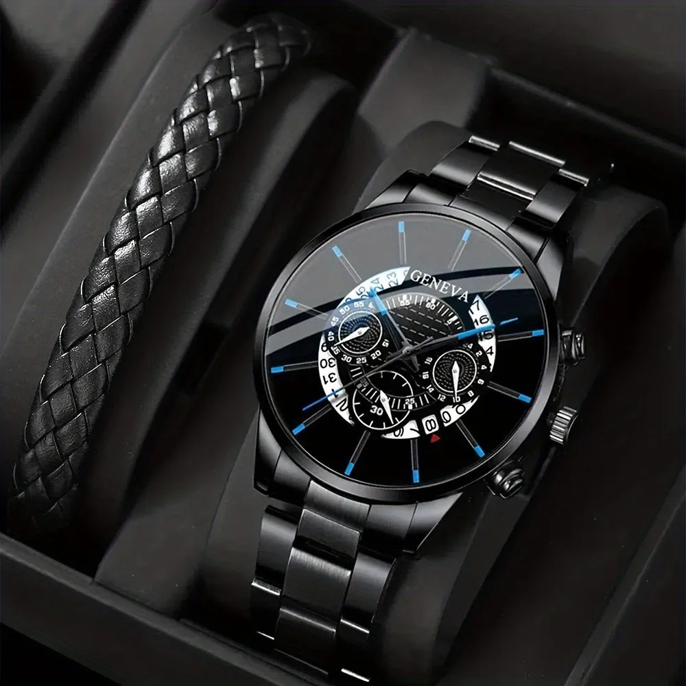Mens Quartz Watch  Bracelet Set