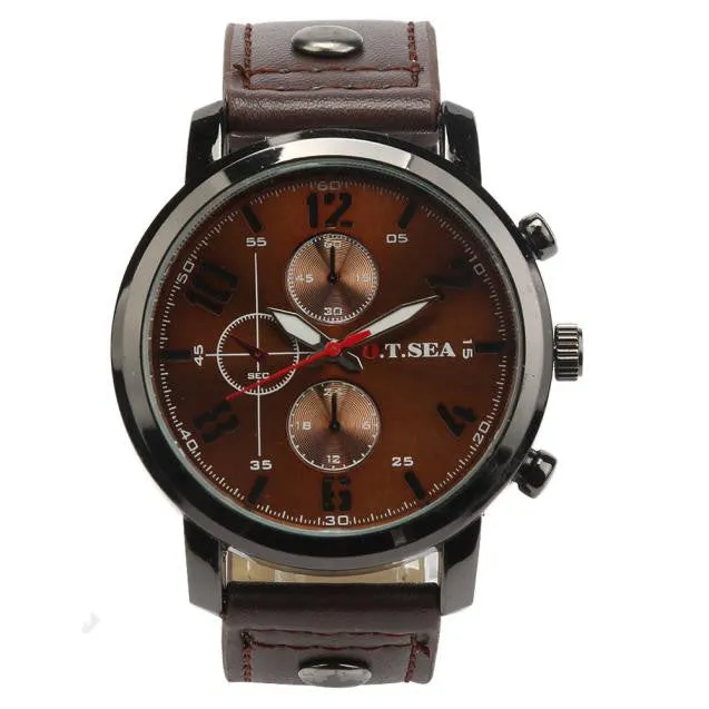 Men's Sports Quartz Watches Mens Watches Luxury Leather Wristwatches