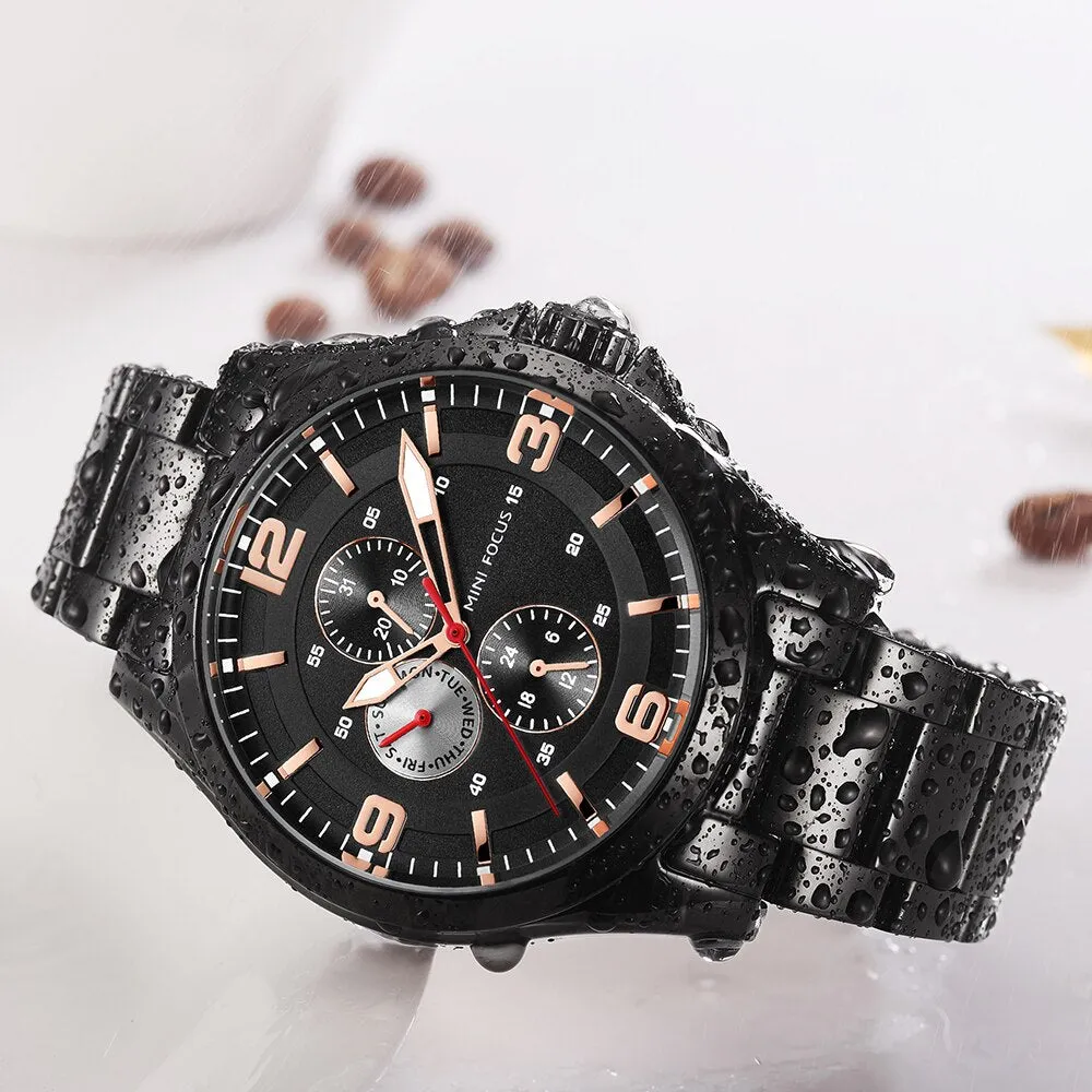 Mens Watches MINI FOCUS Top Brand Luxury Business Quartz Watch Men Sports Fashion Full Steel Watch Black Clock Relogio Masculino