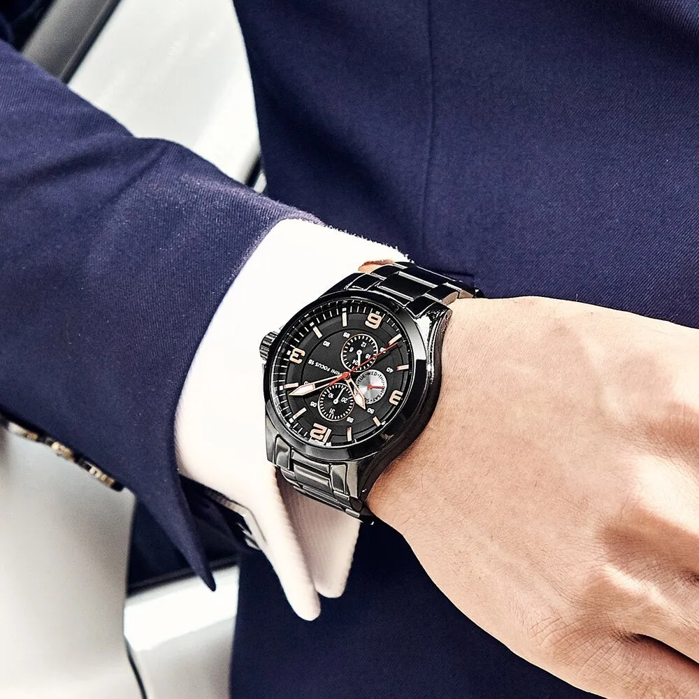 Mens Watches MINI FOCUS Top Brand Luxury Business Quartz Watch Men Sports Fashion Full Steel Watch Black Clock Relogio Masculino