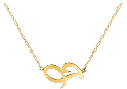 Metal Sideways Cursive Letter Necklace