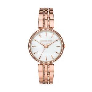 Michael Kors Mother of Pearl Analog Women's Watch Gold Plated Metal Bracelet - MK7168